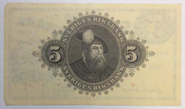 Банкнота 5 крон 1952 года Швеция
