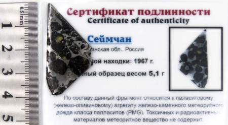 Спил метеорита Сеймчан арт 21