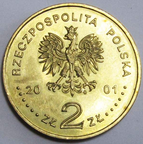 Монета 2 злотых Польша Янтарный путь 2001 Монета 2 злотых Польша Янтарный путь 2001