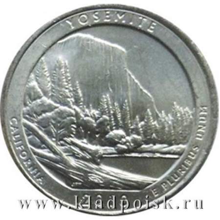 Монета 25 центов Йосемитский национальный парк, монетный двор D