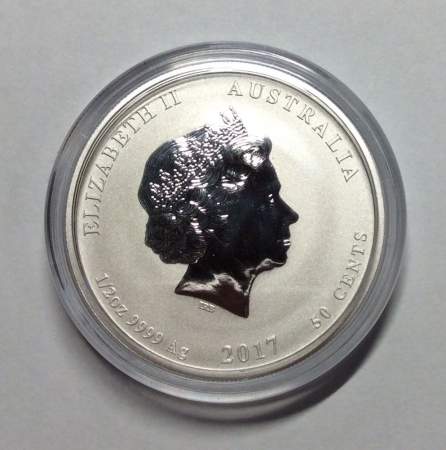 Монета 50 центов Австралия 2017 Год петуха, серебро