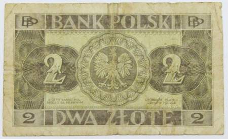 Банкнота 2 злотых 1936 года Польша