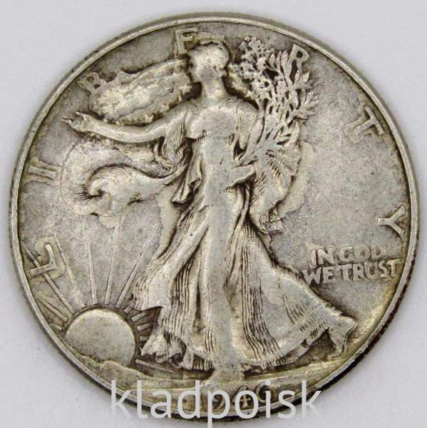 Монета 50 Центов США «Шагающая свобода» 1946 Серебро 900 пробы