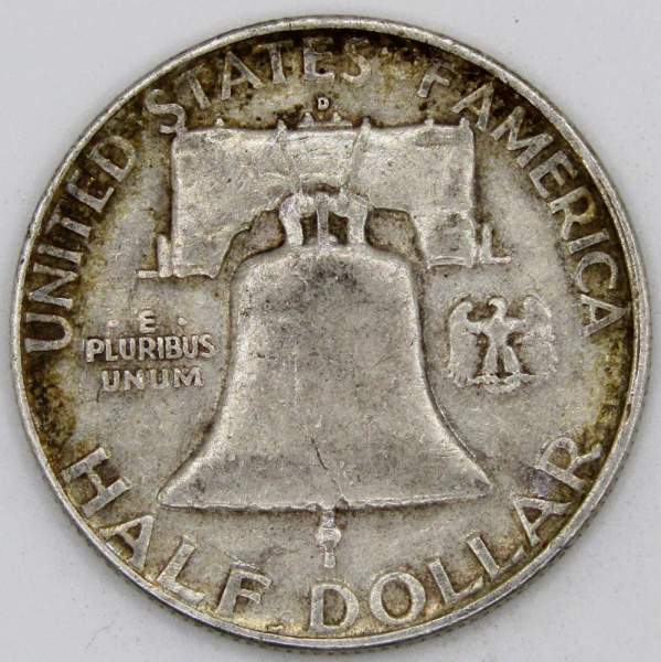 Монета 50 центов США Франклин, 1954 Серебро 900 пробы