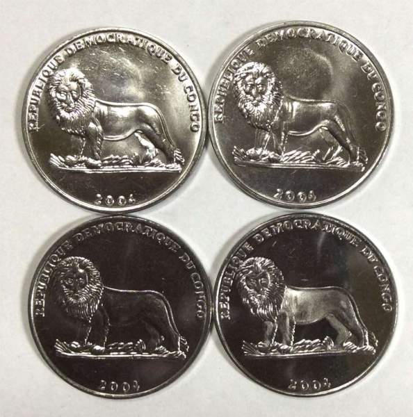 Набор монет Конго Визит Папы Иоанна Павла II в Конго (2004), 4 монеты