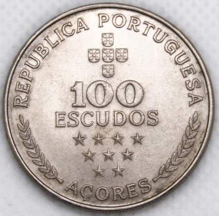 Монета 100 эскудо 1980 года Автономная область Азорские острова, Португалия