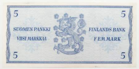 Банкнота 5 марок 1963 года Финляндия