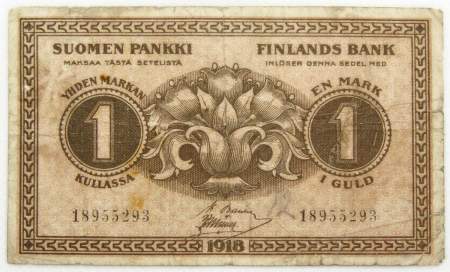Банкнота 1 марка 1918 года Финляндия