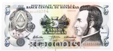 Банкнота Гондурас 5 лемпир 2010 года