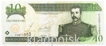 Банкнота 10 песо 2002 года Доминикана, арт 2
