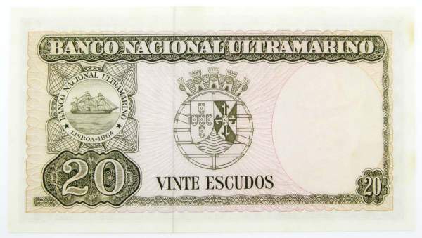 Банкнота 20 эскудо 1967 года Португальский Тимор Банкнота 20 эскудо 1967 года Португальский Тимор