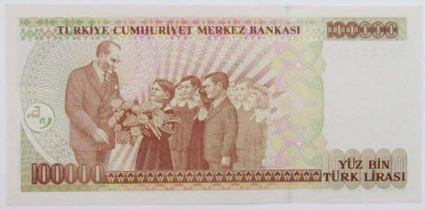 Банкнота 100000 лир 1997 года - Турция