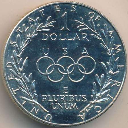 Монета 1 доллар США 1988 года, Олимпийские Игры, Серебро 900 пробы