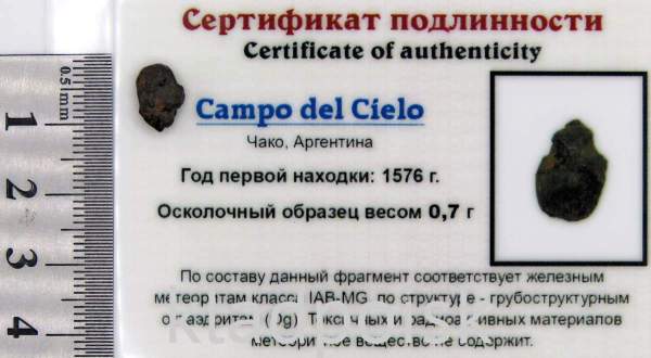 Осколок метеорита Campo del Cielo, арт 7