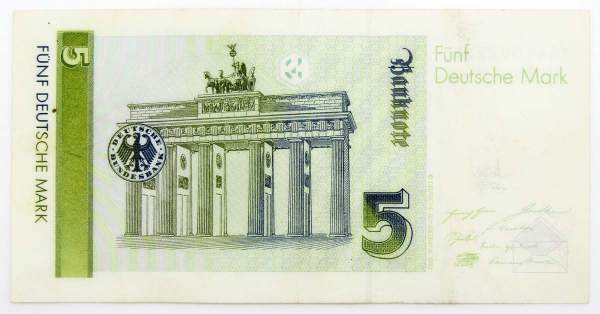 Банкнота 5 марок ФРГ 1991 года