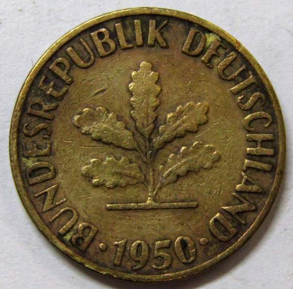 Монета 5 пфеннигов Германия 1950 (D)
