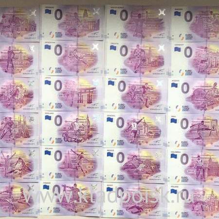 Полный набор банкнот Германия 0 евро, ЧМ по футболу FIFA 2018 – 32 банкноты, UNC