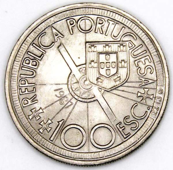 Монета 100 эскудо 1987 года, Диогу Кан «Золотой век открытий», Португалия