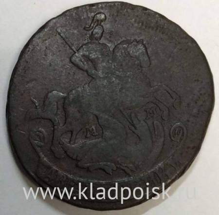 Монета 2 копейки 1766 года, Российская Империя, Екатерина II