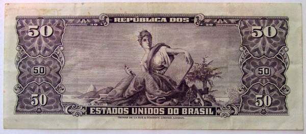 Банкнота Бразилия 5 сентаво на 50 крузейро 1966-1967 гг