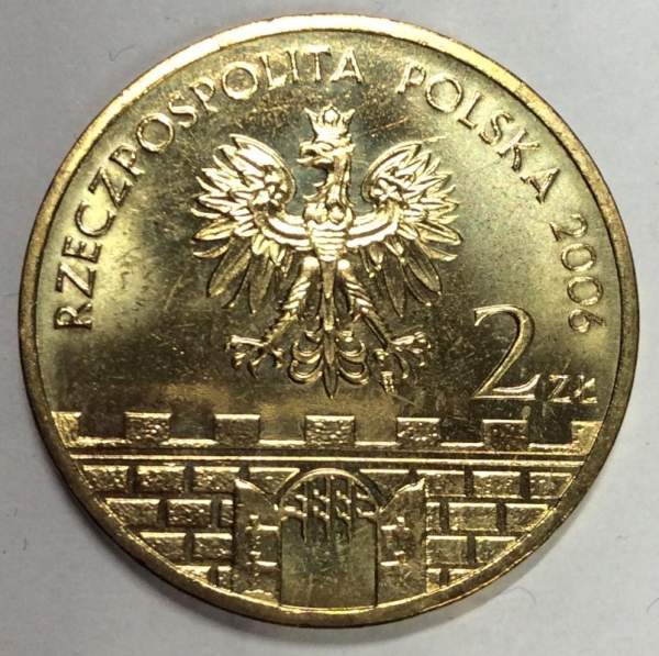 Монета 2 злотых Польша Город Сандомир из серии Древние города Польши, 2006
