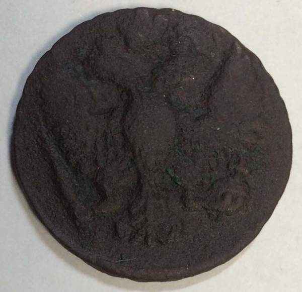 Монета 1 денга 1748 года, Российская Империя, Елизавета I Монета 1 денга 1748 года, Российская Империя, Елизавета I