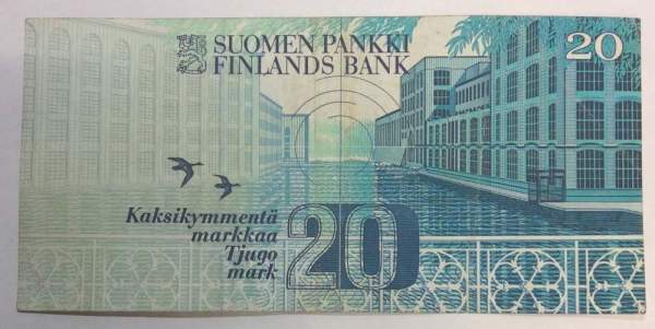 Банкнота 20 марок 1993 года Финляндия, арт 2