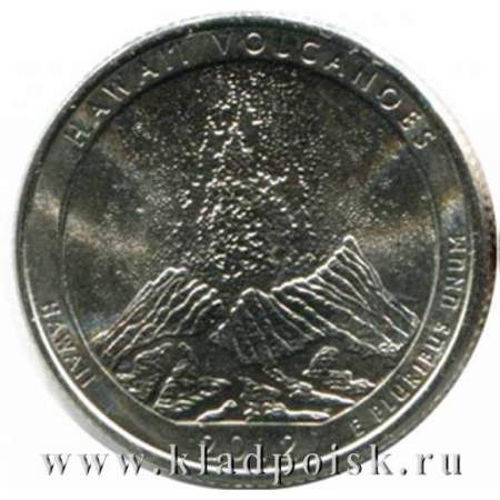 Монета 25 центов Национальный парк Гавайские вулканы, монетный двор D