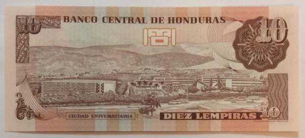 Банкнота Гондурас 10 лемпир 2006 года