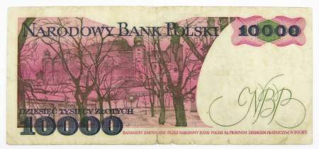Банкнота 10000 злотых 1988 года Польша