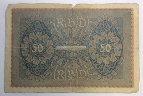 Банкнота 50 марок 1919 года Германия, арт 3