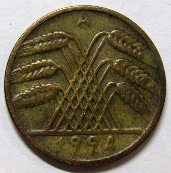 Монета 10 рентенпфеннигов Германия 1924 (A)