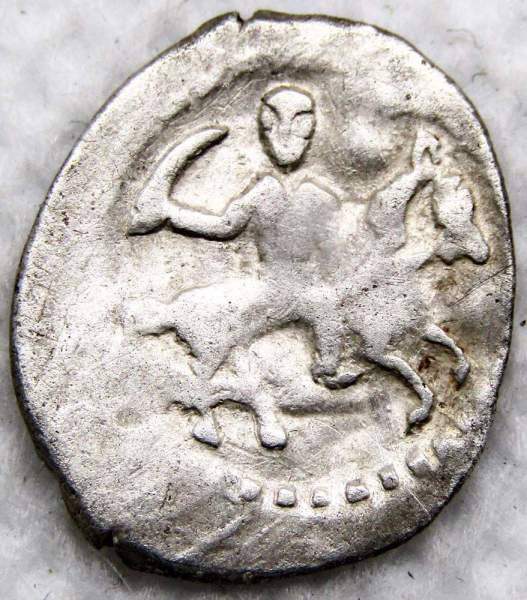 Мечевая копейка (чешуя) серебро Иван IV Васильевич Грозный 1533-1584 гг., Псков, ГКХ № 27, арт 2
