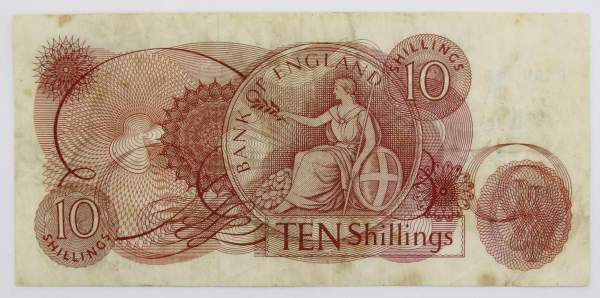 Банкнота 10 шиллингов 1966-1970 гг Банк Англии - Великобритания
