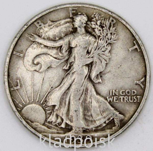 Монета 50 Центов США «Шагающая свобода» 1939 Серебро 900 пробы