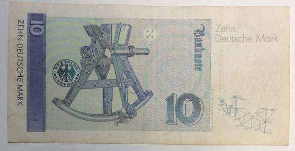Банкнота 10 марок ФРГ 1989 года