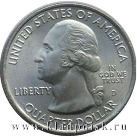 Монета 25 центов Национальный парк Хот-Спрингс, монетный двор D