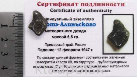 Индивидуальный экземпляр Сихотэ-Алиньского метеоритного дождя Индивидуальный экземпляр Сихотэ-Алиньского метеоритного дождя