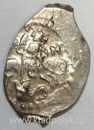 Денга Василий II Васильевич «Тёмный», серебро, Всадник/строчник, арт 9