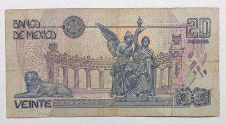 Банкнота Мексика 20 песо 1994-1999 гг