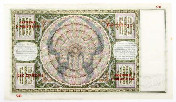 Банкнота 100 гульденов 1942 года Нидерланды Банкнота 100 гульденов 1942 года Нидерланды