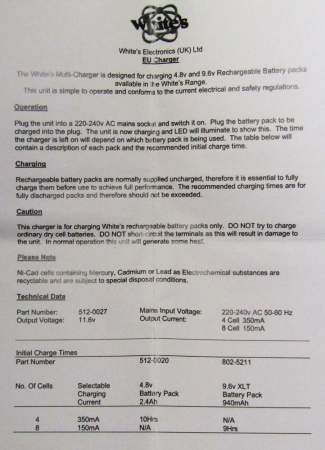 Зарядное устройство для металлоискателей Whites Зарядное устройство для металлоискателей Whites