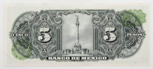 Банкнота 5 песо 1961 года Мексика