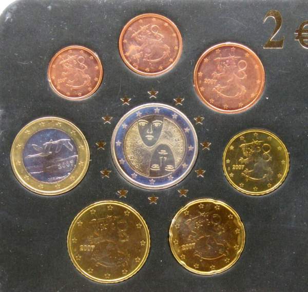 Набор монет Евро Финляндия 2007 года
