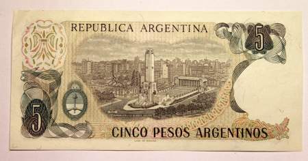 Банкнота Аргентина 5 песо 1983-1985 гг.