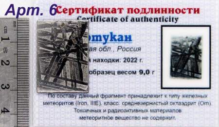 Спил метеорита Оротукан, арт 6