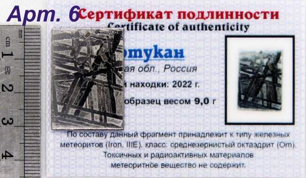 Спил метеорита Оротукан, арт 6 Спил метеорита Оротукан, арт 6