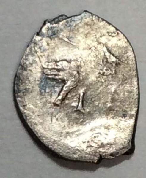 Полушка (1/4 копейки) серебро Фёдор Иванович 1584-1598 гг. Полушка (1/4 копейки) серебро Фёдор Иванович 1584-1598 гг.