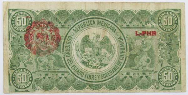 Банкнота 50 сентаво 1914 года Мексика