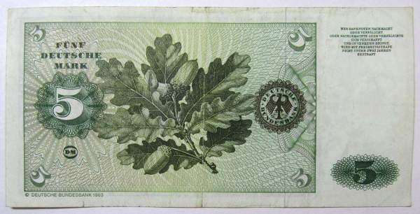 Банкнота 5 марок ФРГ 1980 года